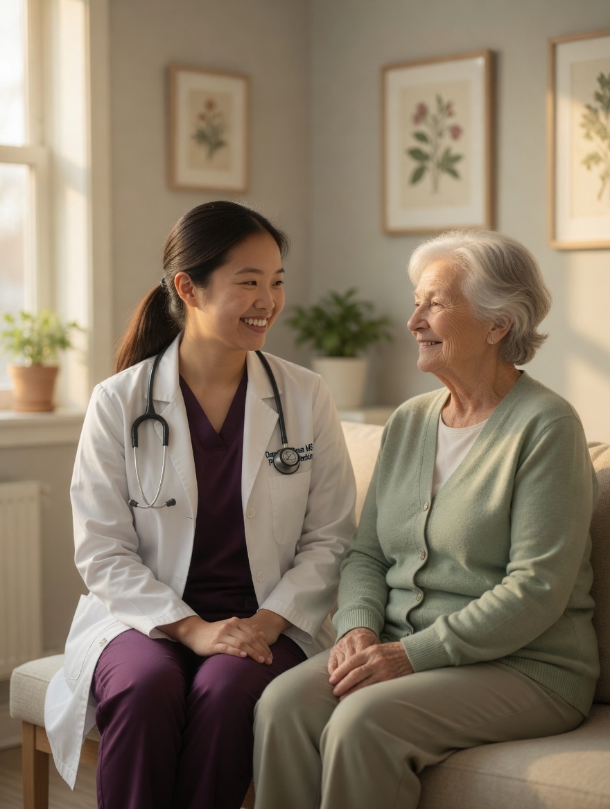 Dr. Rossi greeting a patient before a wellness consultation